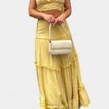 Ilys Conjunto Romántico de Top con Encaje y Falda Larga Voluminosa