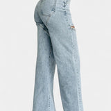 Evian Jeans Ripped Straight-Leg con Rhinestones
