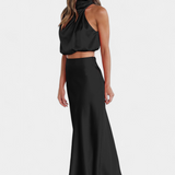 Hanna Conjunto Drapeado de Falda Sin Espalda