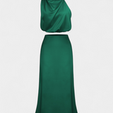 Hanna Conjunto Drapeado de Falda Sin Espalda