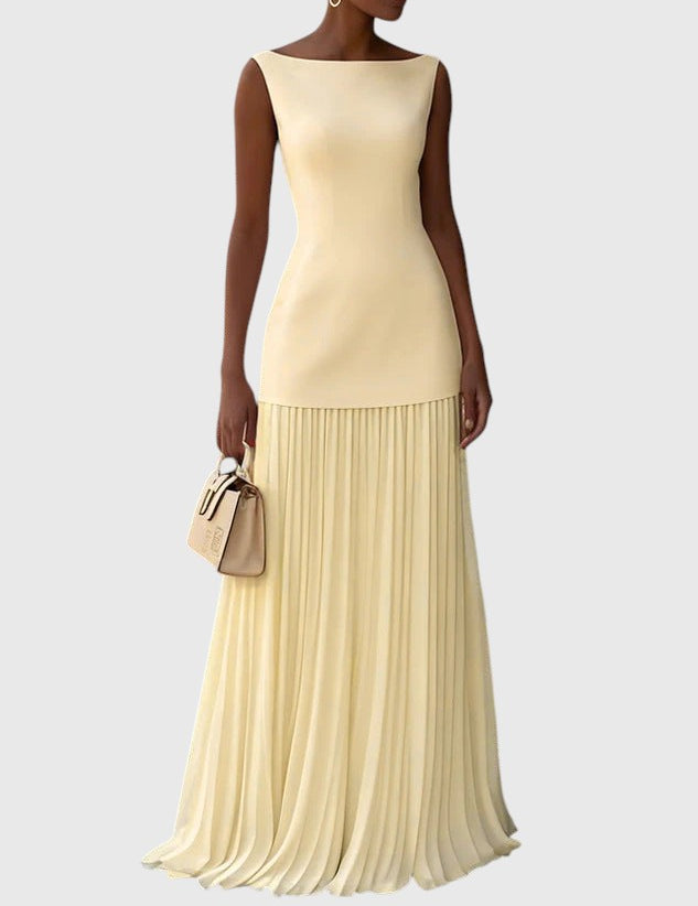 Sara - Vestido Maxi Plisado Sin Mangas