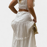 Ilys Conjunto Romántico de Top con Encaje y Falda Larga Voluminosa