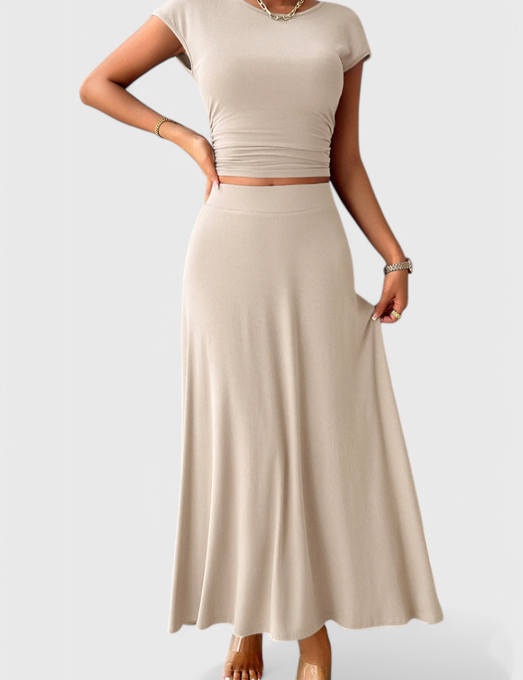 Anastasia Top Corto Fruncido & Falda Fluida a Juego