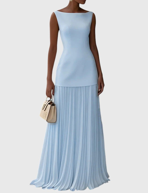 Sara - Vestido Maxi Plisado Sin Mangas