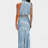 Hanna Conjunto Drapeado de Falda Sin Espalda