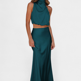 Hanna Conjunto Drapeado de Falda Sin Espalda