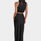 Hanna Conjunto Drapeado de Falda Sin Espalda