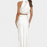 Hanna Conjunto Drapeado de Falda Sin Espalda