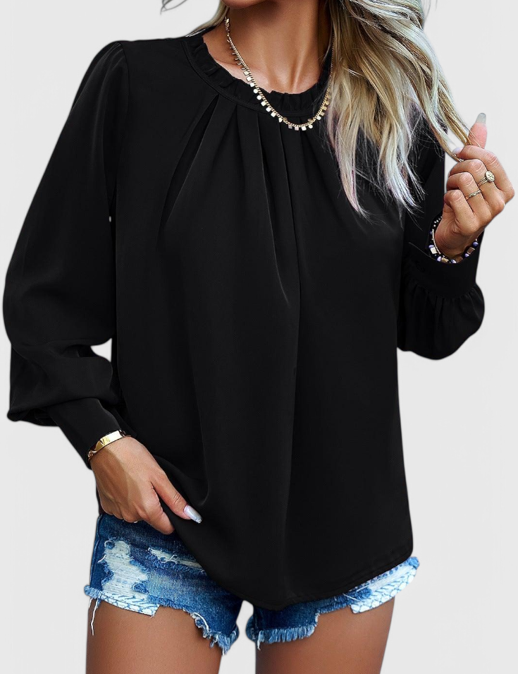 Dottie Top de Manga Larga con Cuello de Encaje