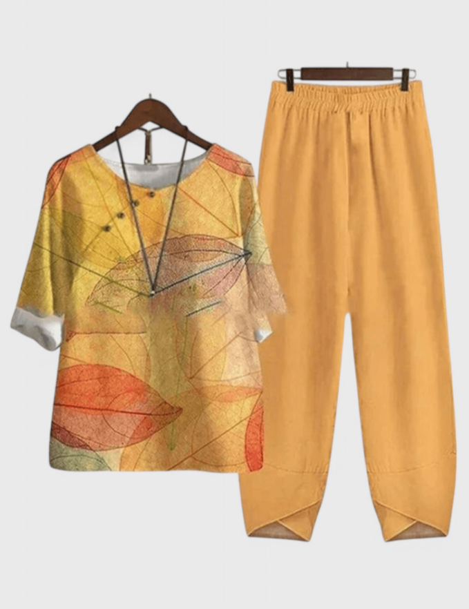 Ursula Conjunto Chic de Camisa y Pantalón con Estilo Relajado