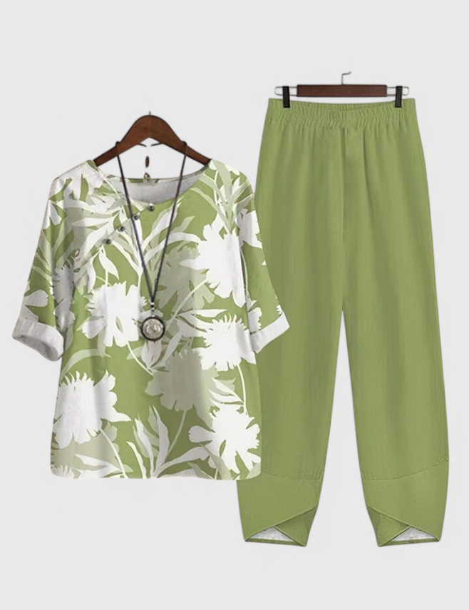 Ursula Conjunto Chic de Camisa y Pantalón con Estilo Relajado