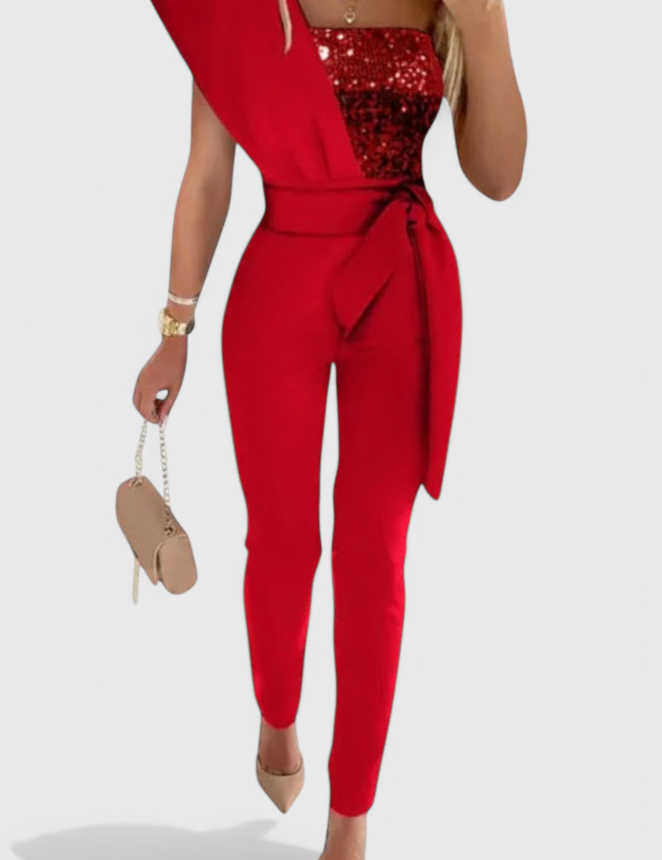 Layla Mono de Lentejuelas de Un Solo Hombro