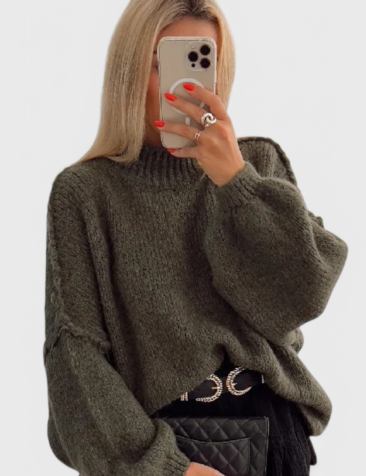 Cassia Jersey de Punto Oversized con Mangas Globo