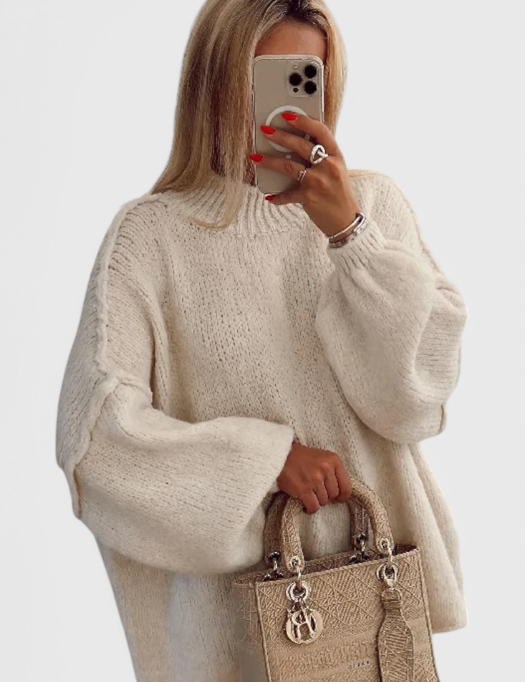 Cassia Jersey de Punto Oversized con Mangas Globo