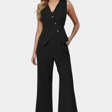 Heskia Conjunto de Chaleco Sin Mangas y Pantalones de Pierna Ancha