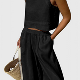 Avelina Conjunto Minimalista en Algodón y Lino Ligero