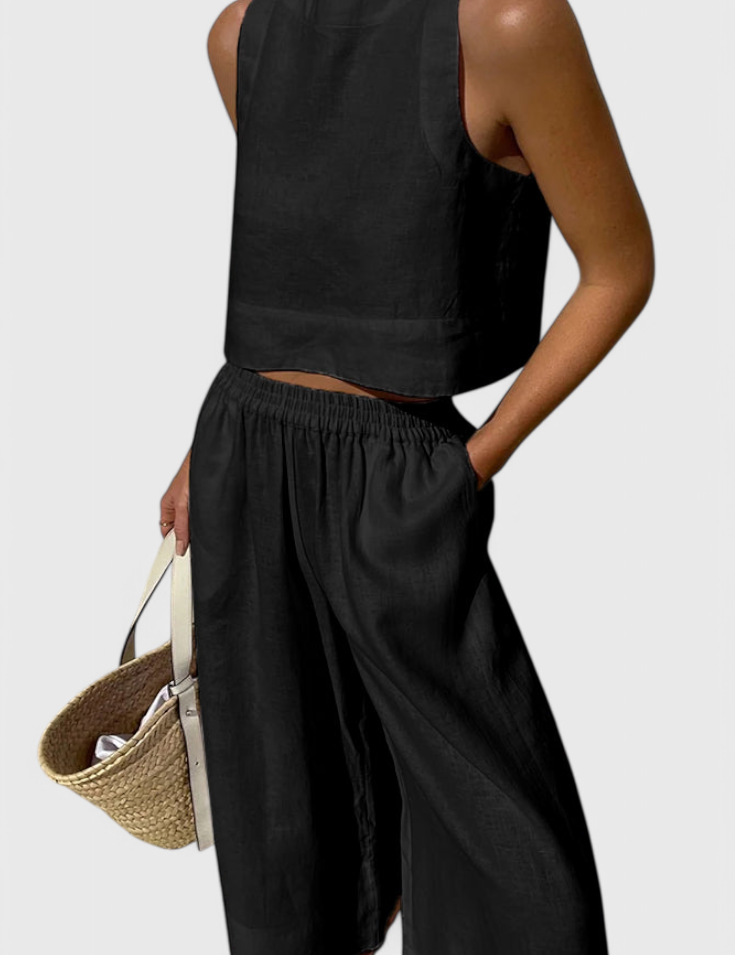 Avelina Conjunto Minimalista en Algodón y Lino Ligero