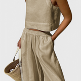 Avelina Conjunto Minimalista en Algodón y Lino Ligero