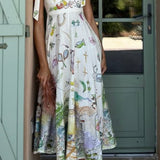 Cirila Vestido Largo con Cordones y Estampado Floral Fantasía