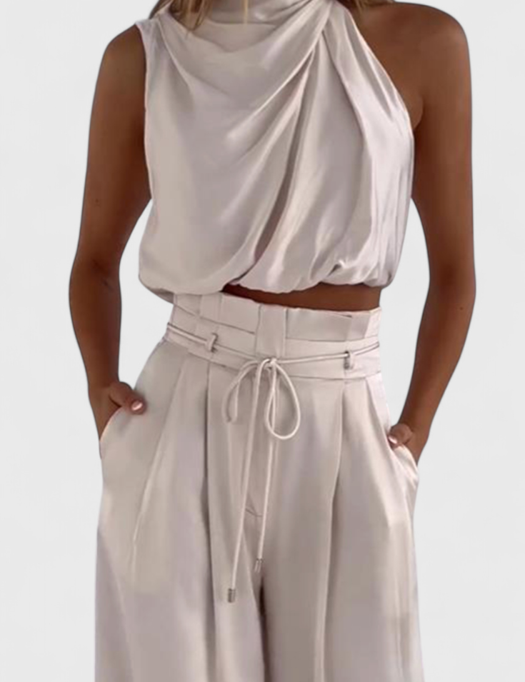 Helira Conjunto Dos Piezas con Top Fluido y Pantalón Palazzo