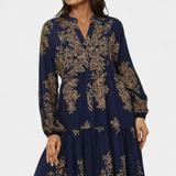 Yaiza Vestido Maxi con Aire Bohemio y Estampado Vintage