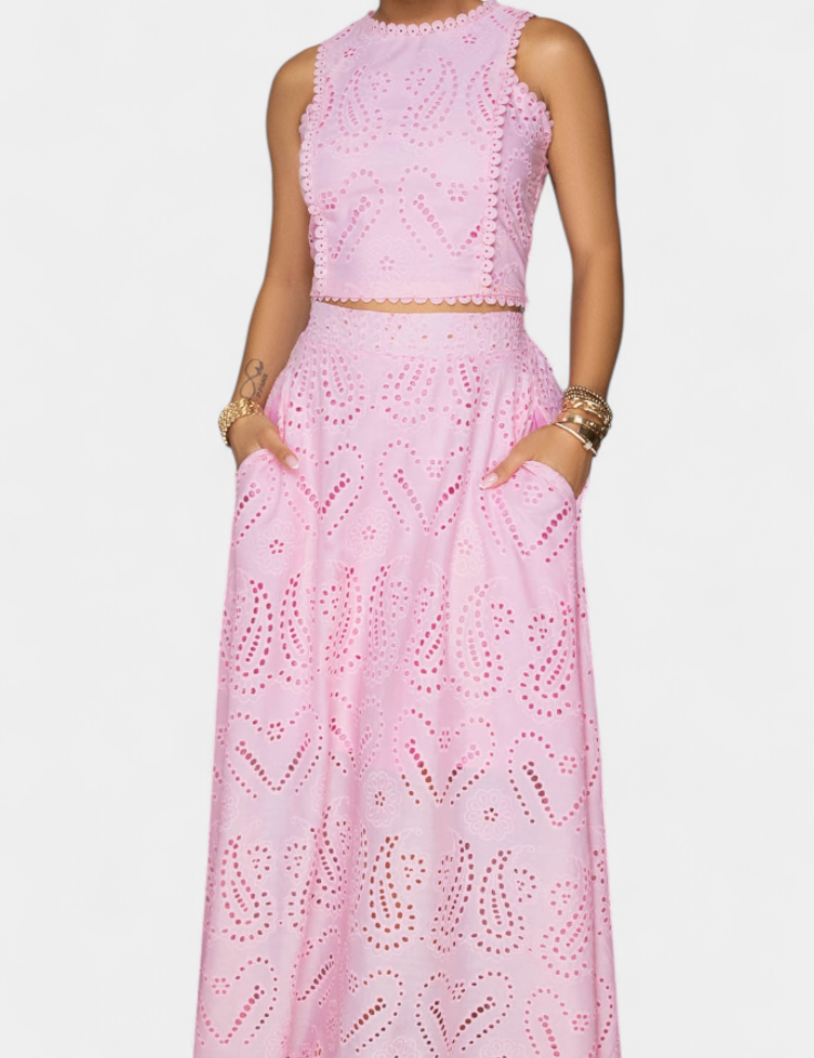 Danitza Conjunto Romántico de Encaje Floral Calado