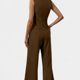 Heskia Conjunto de Chaleco Sin Mangas y Pantalones de Pierna Ancha