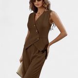 Heskia Conjunto de Chaleco Sin Mangas y Pantalones de Pierna Ancha