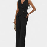 Heskia Conjunto de Chaleco Sin Mangas y Pantalones de Pierna Ancha