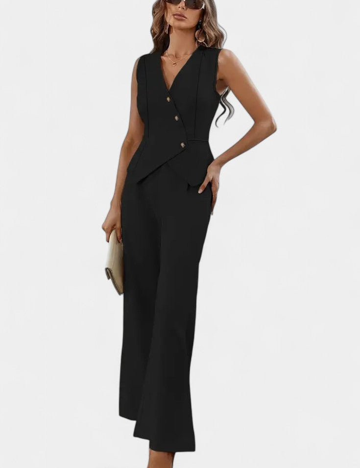 Heskia Conjunto de Chaleco Sin Mangas y Pantalones de Pierna Ancha