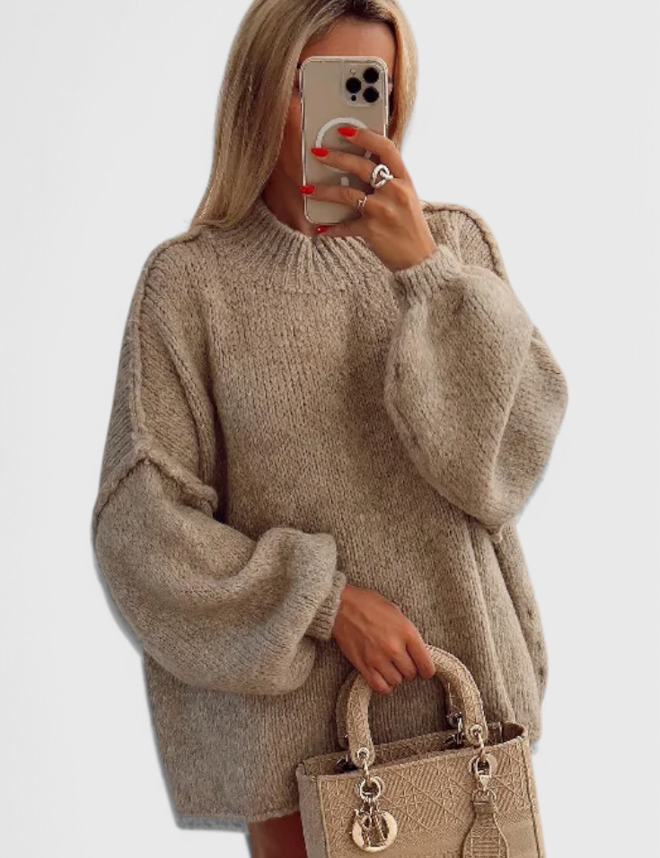 Cassia Jersey de Punto Oversized con Mangas Globo