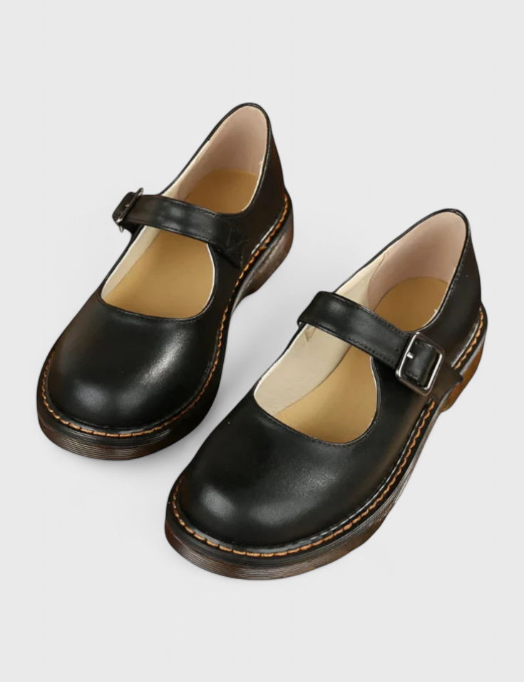 Lareina Zapatos Mary Jane Vintage con Correa y Suela de Confort