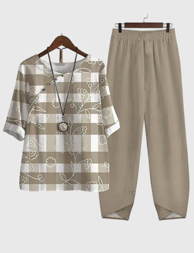 Ursula Conjunto Chic de Camisa y Pantalón con Estilo Relajado