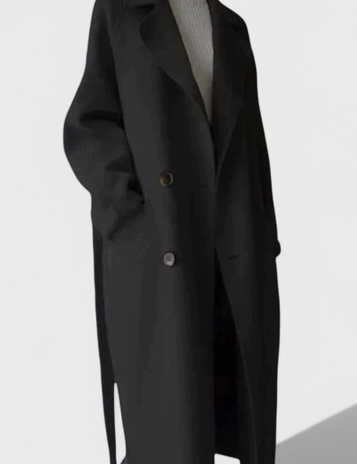 Abrigo Largo de Mezcla de Lana Clara Timeless