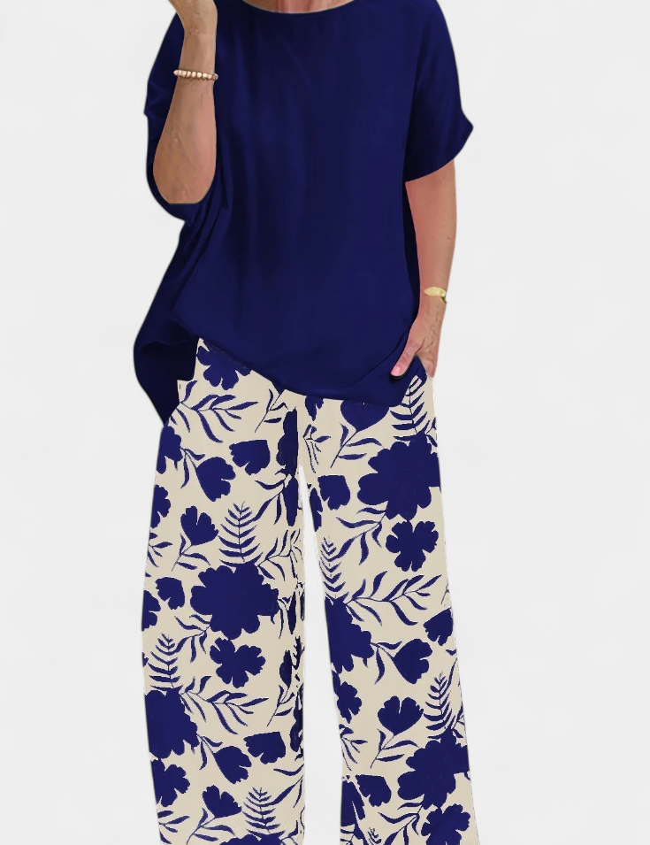 Aivy Conjunto Floral de Dos Piezas con Toque Relajado
