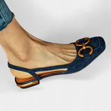 Alma Mocasines Slingback con Punta Cuadrada