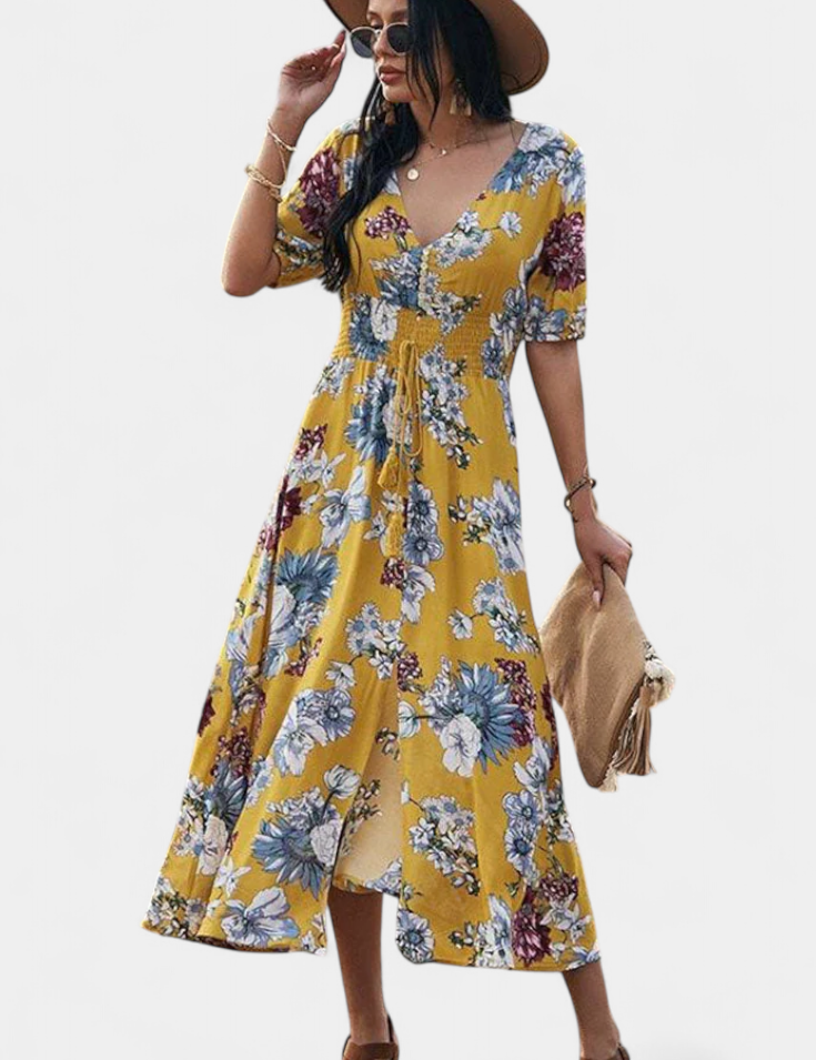 Bonnie Vestido de Verano con Estampado Floral y Silueta Definida