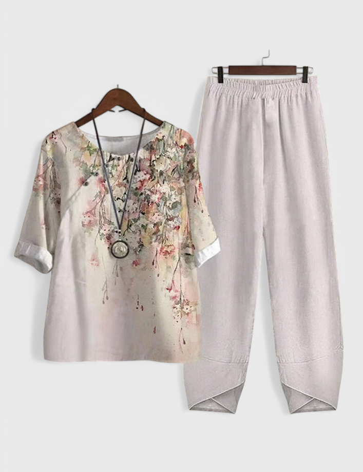 Ursula Conjunto Chic de Camisa y Pantalón con Estilo Relajado