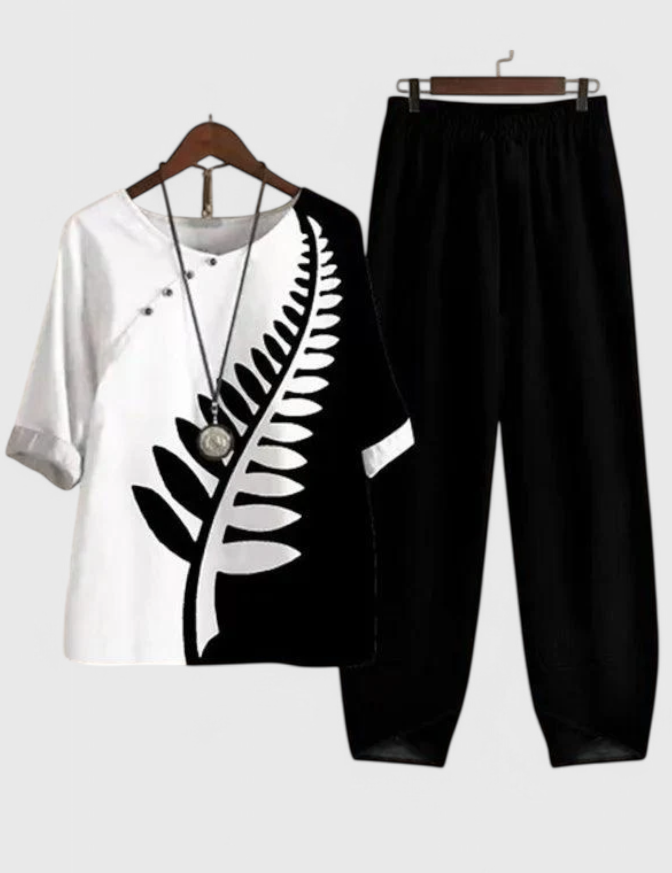 Ursula Conjunto Chic de Camisa y Pantalón con Estilo Relajado