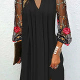 René | Elegante vestido corto con escote en V y mangas transparentes