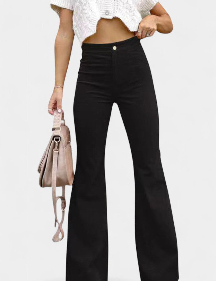 Kiara Pantalones de Terciopelo de Pierna Ancha de Cintura Alta