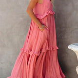 Landry | Vestido Sin Mangas con Detalles de Volantes Chic