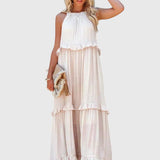 Landry | Vestido Sin Mangas con Detalles de Volantes Chic