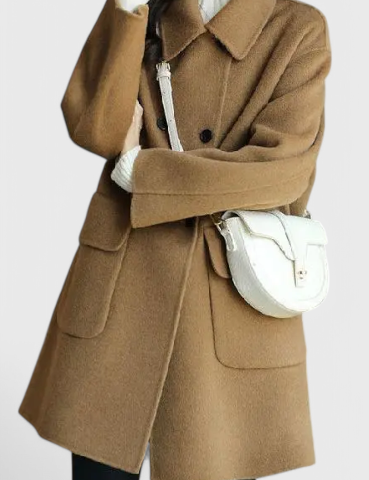 Camille Abrigo de Lana Clásico de Doble Botonadura