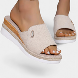 Betina Sandalias de Plataforma Abiertas en Tejido Natural