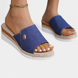 Betina Sandalias de Plataforma Abiertas en Tejido Natural