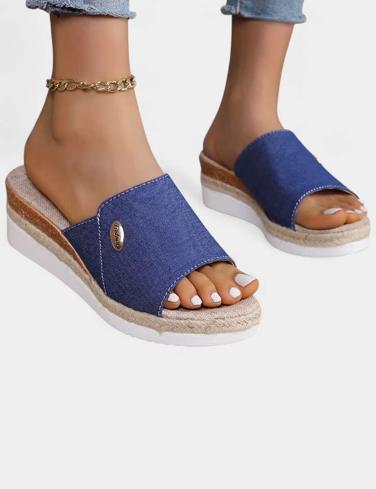 Betina Sandalias de Plataforma Abiertas en Tejido Natural