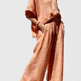 Adesua Conjunto Casual de Verano en Algodón-Lino