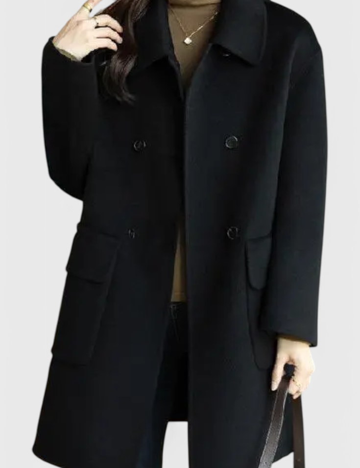 Camille Abrigo de Lana Clásico de Doble Botonadura