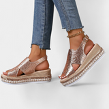 Felisa Sandalias de Plataforma con Textura Grabada y Suela Tejida